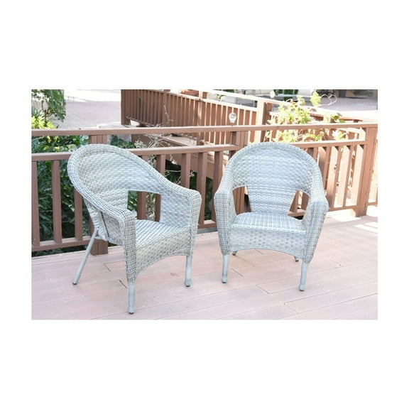 Jeco Clark Resin Wicker Patio Chair in Gray (Set of 2)