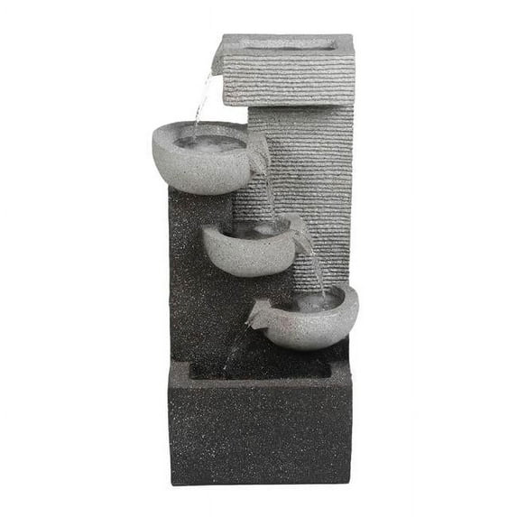 Jeco Contemporary 3-Tier Poly-Resin Bowls Outdoor Fountain in Multi-Color