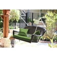 thumbnail image 1 of Jeco Espresso Resin Wicker Porch Swing with Hunter Green Cushion, 1 of 1