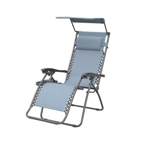 Jeco GCS17 Bonnie Zero Gravity Chair with Sunshade Pillow & Drink Tray, Gray