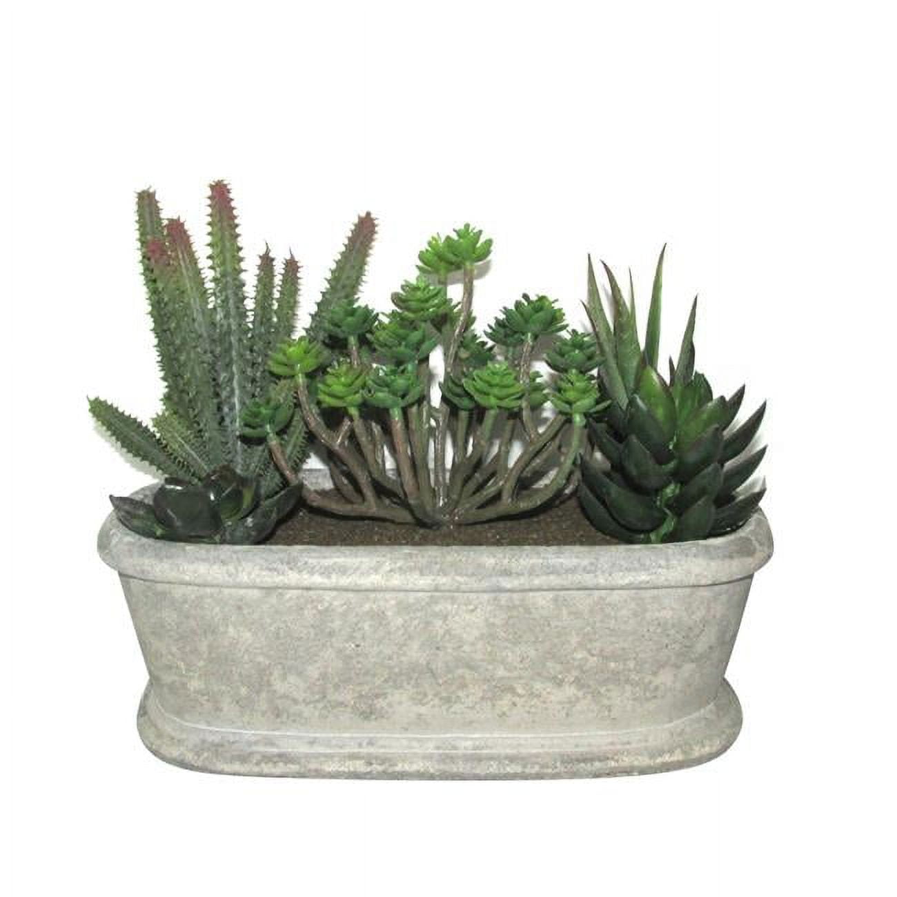 Small Green Plastic Succulent Topiary in Ceramic Pot