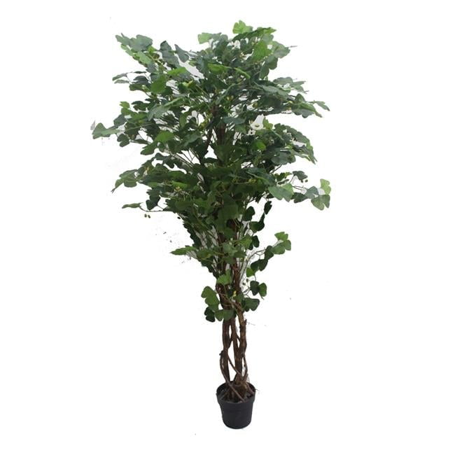 Tall Green Silk Ginkgo Tree in Black Plastic Pot