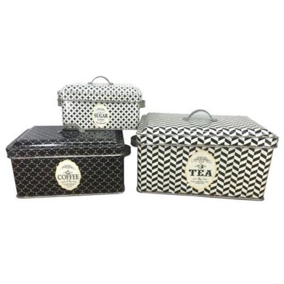 Jeco HD-HA055 Condiment-Themed Metal Storage Box - Set of 3
