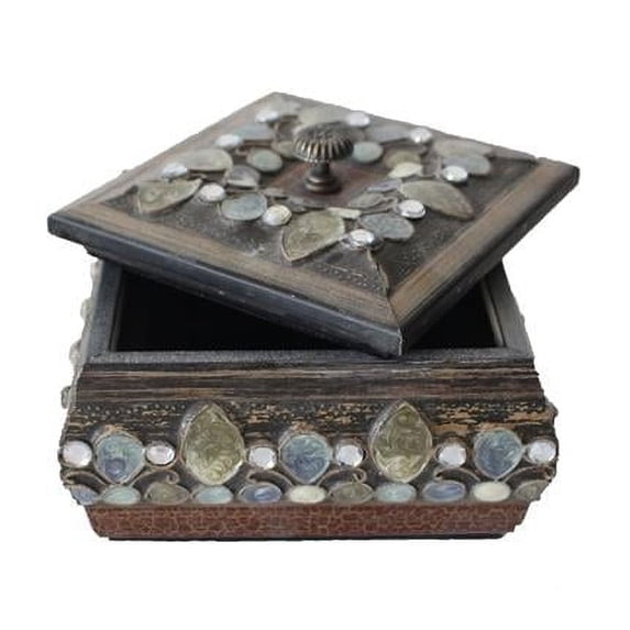 Jeco HD-HAB001-S Square Pattern Wood Box, Brown - Small