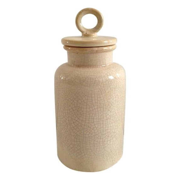 Jeco HD-HADJ058M Distress Lidded Jar, Cream - Medium