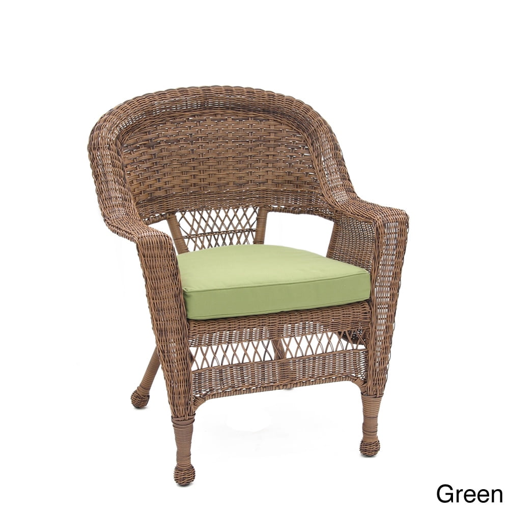 Jeco Honey Wicker Chair/ Cushion (Set of 4) Green - Walmart.com