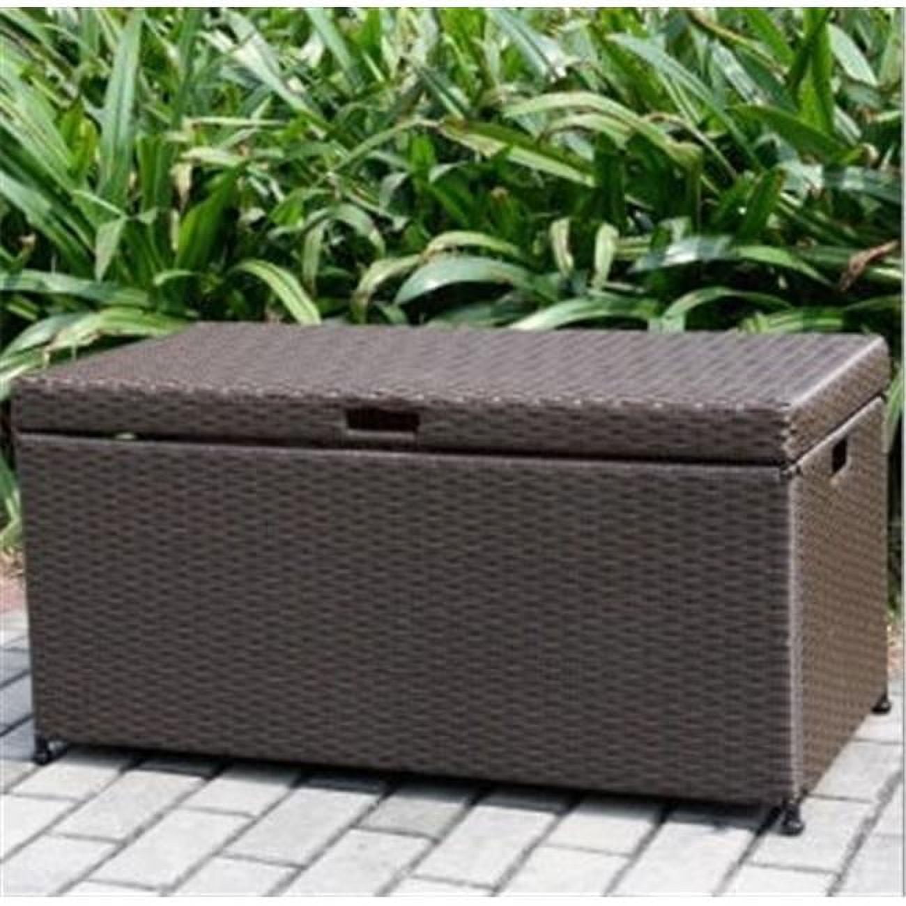 Espresso Wicker 40'' Outdoor Storage Deck Box with Steel Frame
