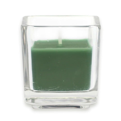 zest candle 12-piece votive candles, hunter green square glass