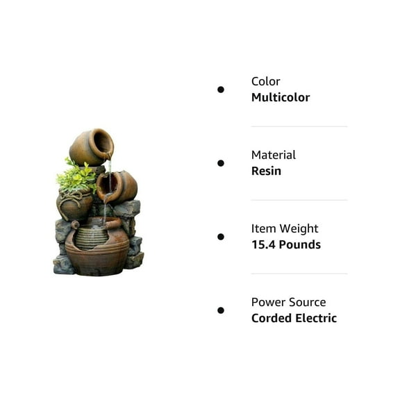 Jeco Multi Pots Outdoor Water Fountain with Flower Pot