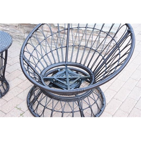 Jeco OF-SC001 Papasan Espresso Resin Wicker Swivel Chair - Walmart.com