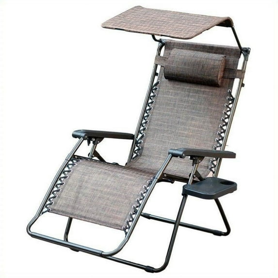 Jeco Oversized Zero Gravity Chair with Sunshade in Brown Mesh