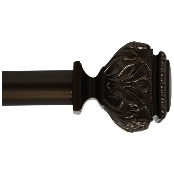 Peony Adjustable Single Curtain Rod 36" to 72"-Bronze