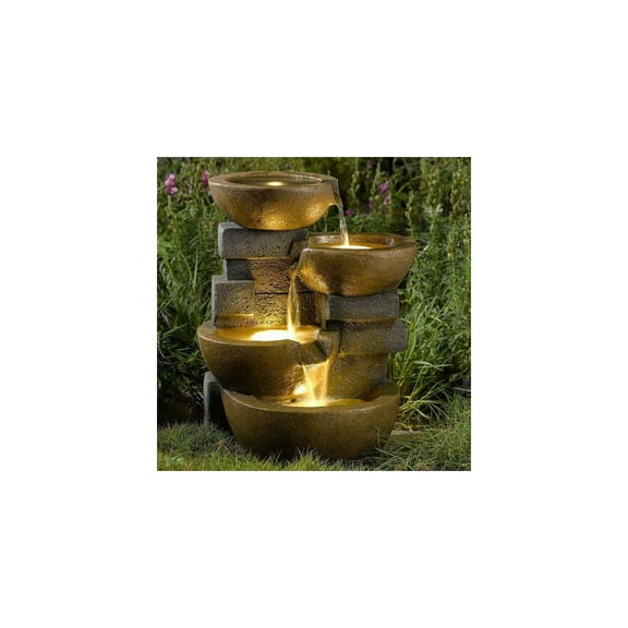 Jeco Pots Outdoor Polyresin Water Fountain with LED Light
