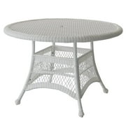 Jeco Resin Wicker 44 Round Dining Table in White