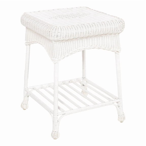 Jeco Resin Wicker Outdoor 17"W x 17"D Patio Square End Table in White