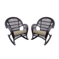 thumbnail image 1 of Jeco Resin Wicker Patio Rocker Chair in Espresso with Tan Cushion (Set of 4), 1 of 6