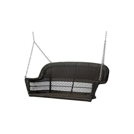 Jeco Black Resin Wicker Porch Swing-Finish:Espresso