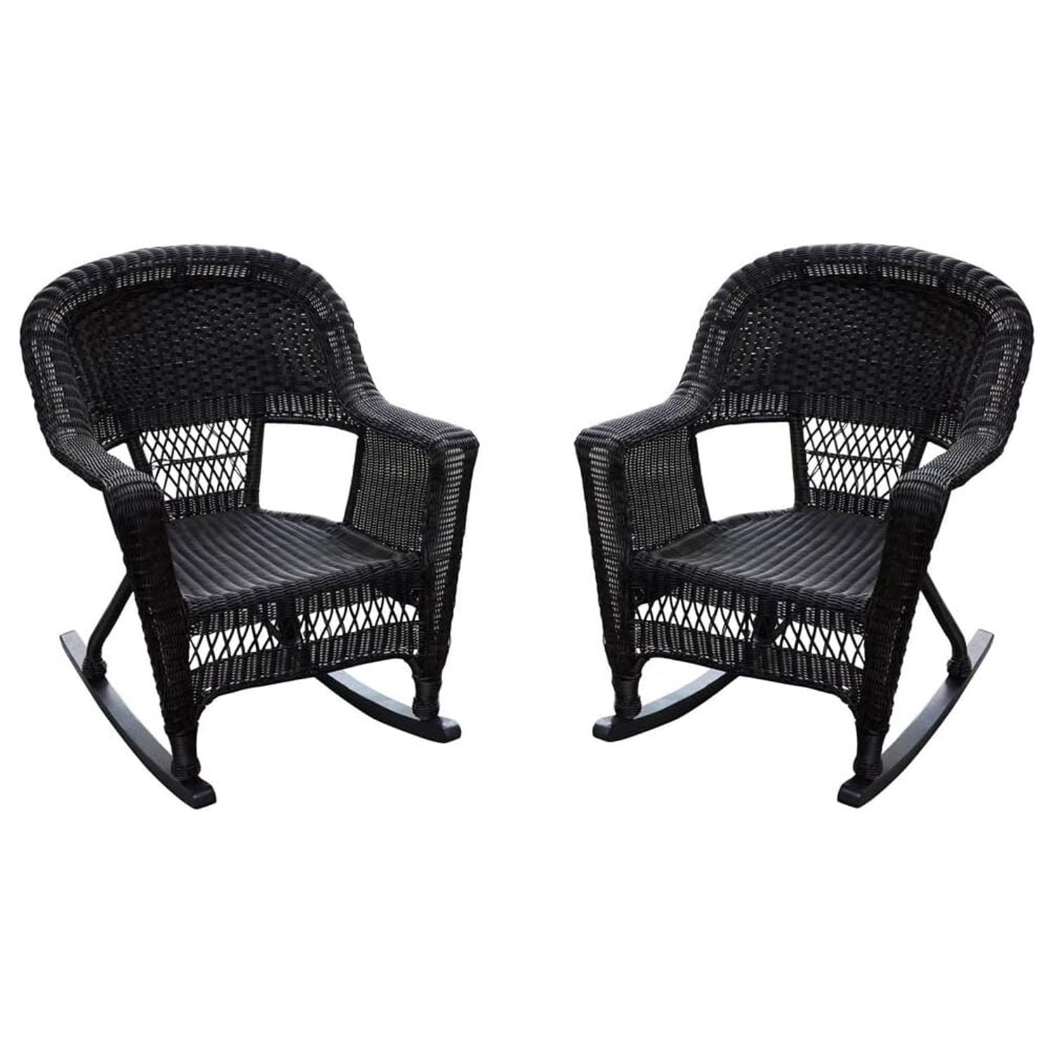 Espresso Alloy Steel Outdoor Rocker Chairs with Cushions - Set of 2