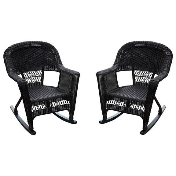 Jeco White Rocker Wicker Chair Without Cushion - Set of 2-Finish:Espresso