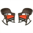 thumbnail image 1 of Jeco Rocker Wicker Chair in Espresso with Red Cushion (Set of 2), 1 of 1