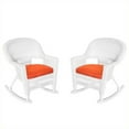 thumbnail image 1 of Jeco Rocker Wicker Chair in White with Red Cushion (Set of 2), 1 of 1