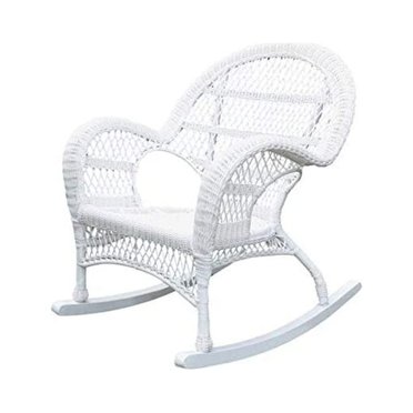 W WARMHOL Outdoor Wicker Rocking Chair with Thickened Cushions, All ...
