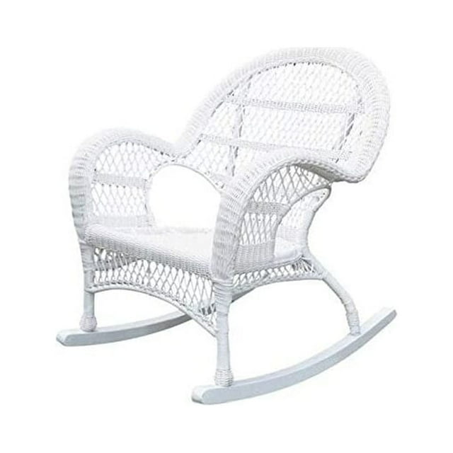 Jeco Resin Wicker Fade Resistant Rocking Chair, White - Walmart.com