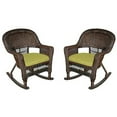 thumbnail image 1 of Jeco Black Rocker Wicker Chair with Sage Green Cushion - Set of 2-Finish:Espresso, 1 of 1
