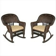 thumbnail image 1 of Jeco Rocker Wicker / Rattan Chair in Espresso with Tan Cushion (Set of 2), 1 of 10