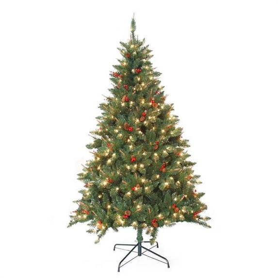 Jeco ST71 7 ft. Pre-Lit Berrywood Pine Artificial Christmas Tree
