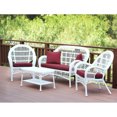 thumbnail image 1 of Jeco 4pc Santa Maria White Wicker Conversation Set - Red Cushions, 1 of 11