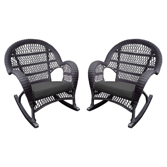 Jeco Santa Maria Wicker Patio Rockers with Optional Cushion - Set of 2