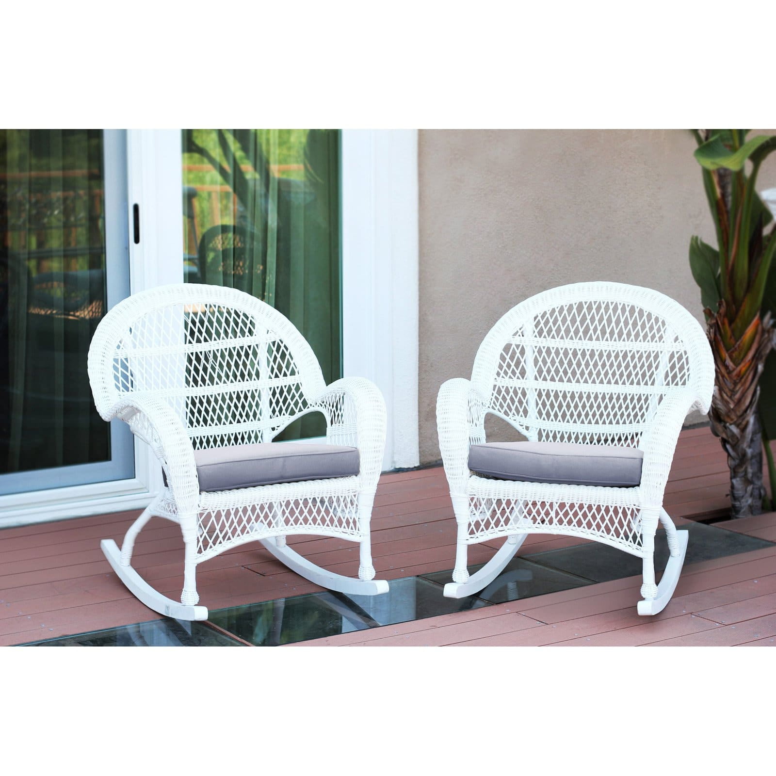 Jeco Wicker Rocker Chair in Espresso (Set of 2) - Walmart.com