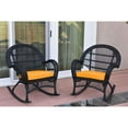 thumbnail image 1 of Jeco Santa Maria Black Wicker Rocker Chair with Mustard Cushion - Set of 2, 1 of 9