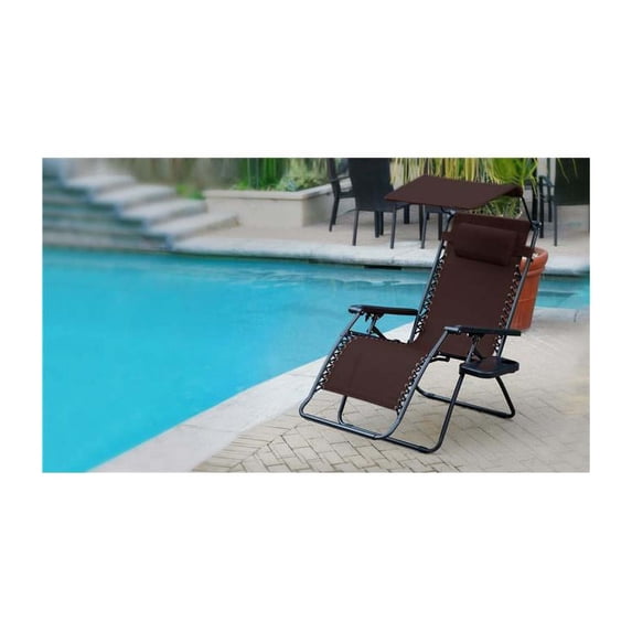 Jeco Olefin Oversized Zero Gravity Patio Recliner in Mocha (Set of 2)