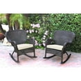 thumbnail image 1 of Jeco Set of 2 Windsor Espresso Resin Wicker Rocker Chair with Cushions Ivory, 1 of 5