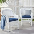thumbnail image 1 of Jeco Stacking Wicker/Rattan Chair with Tufted Blue Cushion (Set of 2), 1 of 7