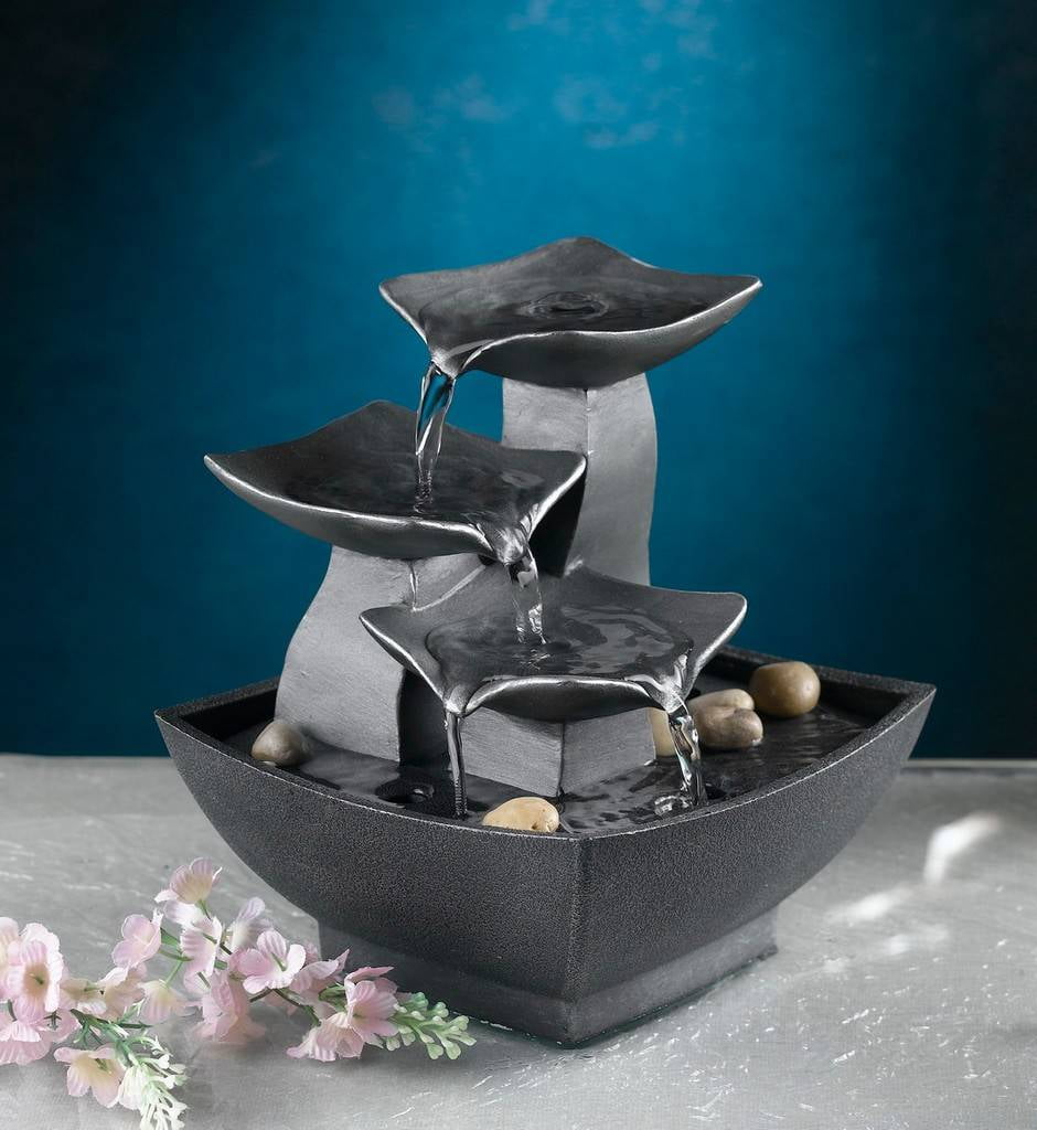 Cascade Black Polyresin Tabletop Water Fountain