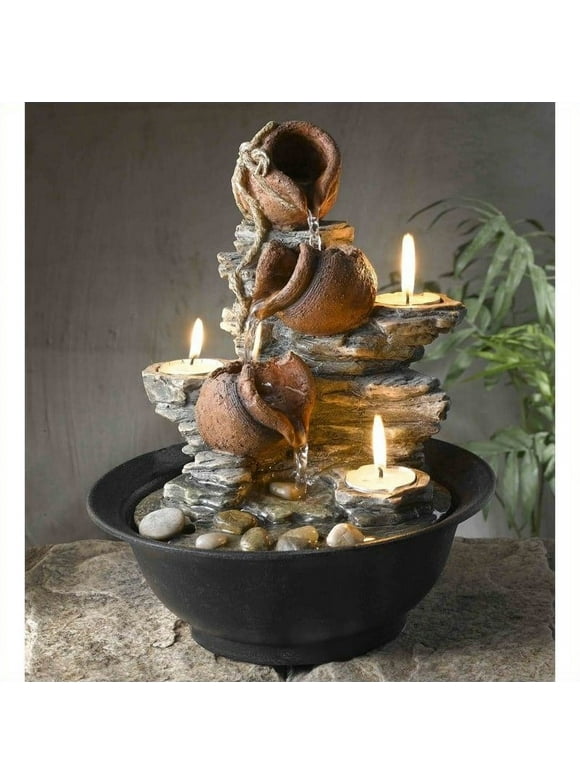 Jeco Tavolo Luci Mini Pot Tabletop Fountain with Candle
