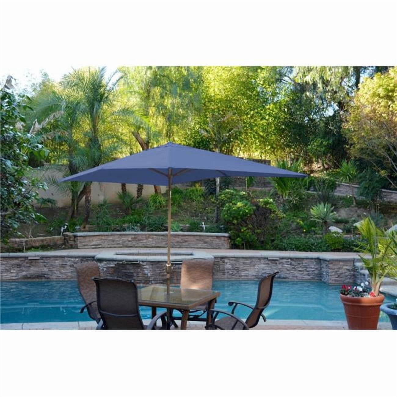 Jeco UBP63-UBF68 6.5 x 10 ft. Aluminum Patio Market Umbrella Tilt with Crank - Blue Fabric & Bronze Pole