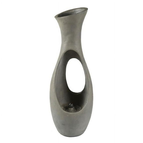 Jeco Vase Shape Fountain with Led Light in Gray