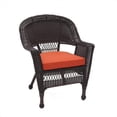 thumbnail image 1 of Jeco W00201-C-FS018 Espresso Wicker Chair With Red Cushion, 1 of 1