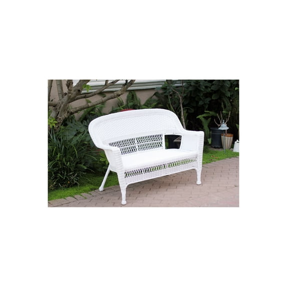 Jeco White Wicker Patio Love Seat