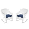 thumbnail image 1 of Jeco W00206R-B_2-FS011 White Rocker Wicker Chair With Midnight Blue Cushion- Set Of 2, 1 of 1