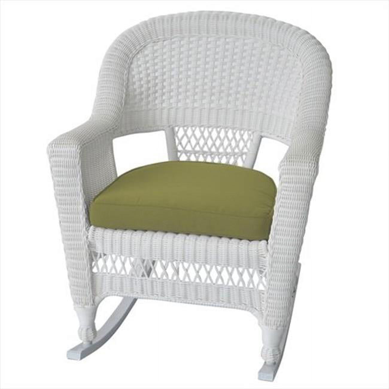 Jeco W00206R-B-2-FS029 White Rocker Wicker Chair With Green Cushion - Set 2 - image 1 of 4