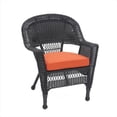 thumbnail image 1 of Jeco W00207-C-FS018 Black Wicker Chair With Red Orange Cushion, 1 of 9
