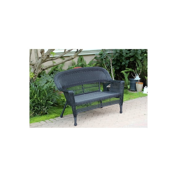 Jeco Black Wicker Patio Love Seat