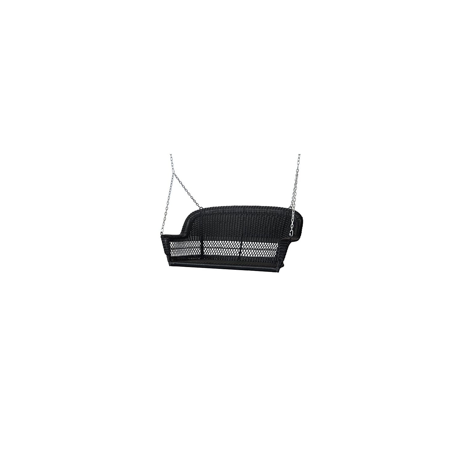 Black Resin Wicker Hanging Porch Swing with Steel Frame