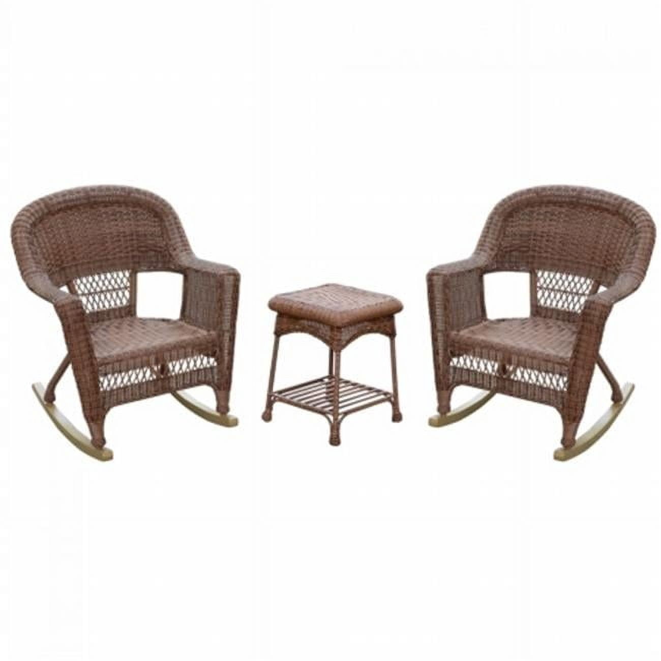 Jeco W00208_2-RCES011 Santa Maria Espresso Rocker Wicker Chair Set with ...