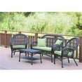thumbnail image 1 of Jeco W00208-G-FS029 4 Piece Santa Maria Espresso Wicker Conversation Set, Green Cushion, 1 of 1